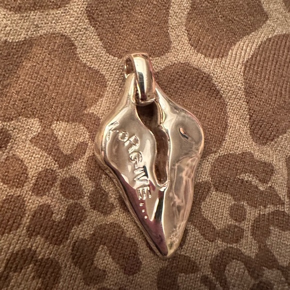 RLM Studios silver heart stamped “FORGIVE” with sterling silver safety clasp! ❤️ - Picture 1 of 6